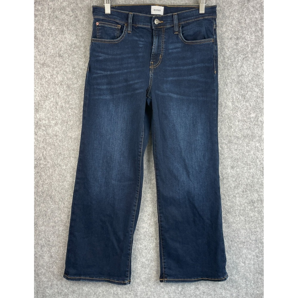 Hudson Rosalie Wide Leg Ankle Jeans Womens 28 Blue Dark Wash High Rise Stretch
